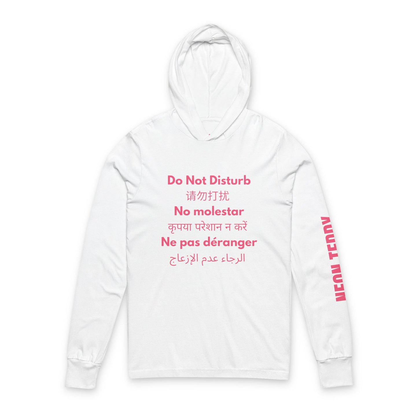 Relaxed Unisex Hooded Long Sleeve Tee - "Do Not Disturb" Multi-Language Design, Perfect for Relaxation, Travel, Gifts, Daily Wear, [...]